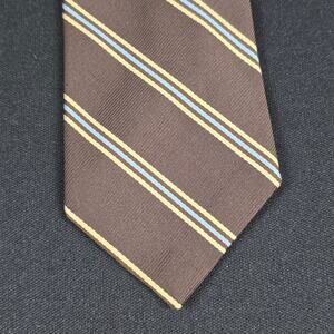 John Frederics Men's Brown Blue Gold Striped Polyester Necktie